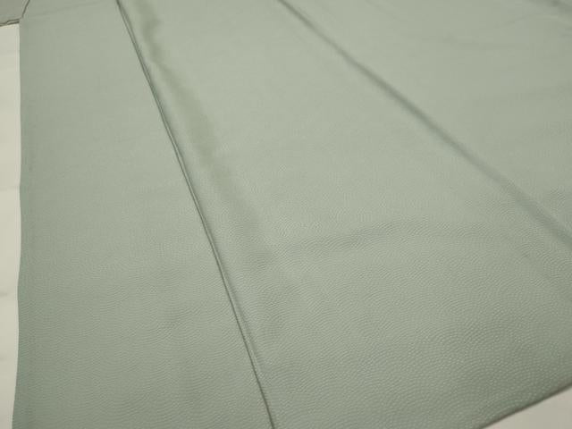 平和屋着物▽上質な色無地　単衣　青海波地紋　青磁鼠色　正絹　逸品　AABI0156st