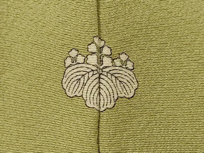 平和屋着物▽上質な色無地　単衣　紋意匠　根岸色　正絹　逸品　AABI0157st