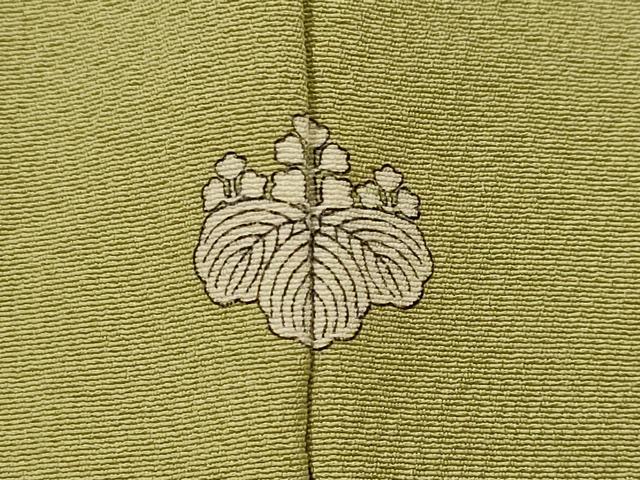 平和屋着物▽上質な色無地　単衣　紋意匠　根岸色　正絹　逸品　AABI0157st