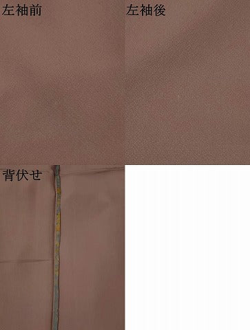 平和屋着物▽上質な色無地　単衣　紋意匠　葡萄鼠色　正絹　逸品　AABI0161st
