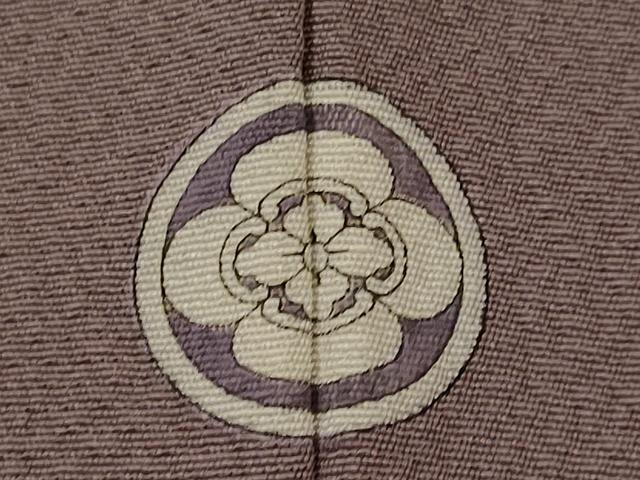 平和屋着物▽上質な色無地　単衣　紋意匠　葡萄鼠色　正絹　逸品　AABI0161st
