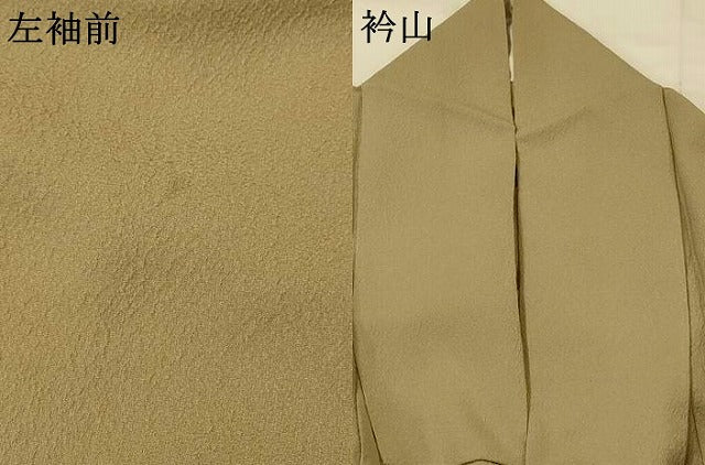 平和屋着物▽染色作家　斉藤三才　色無地　単衣　紋意匠　空五倍子色　正絹　逸品　AABI0163st