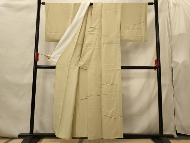 平和屋着物▽訪問着　単衣　友禅　楽器花文　金彩　正絹　逸品　AABI0166st