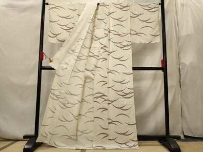 平和屋着物▽上質な小紋　単衣　芝草文　正絹　逸品　AABI0170st