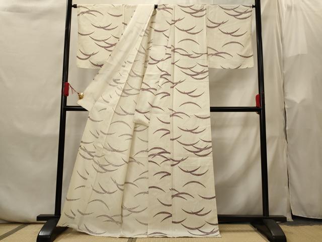平和屋着物▽上質な小紋　単衣　芝草文　正絹　逸品　AABI0170st