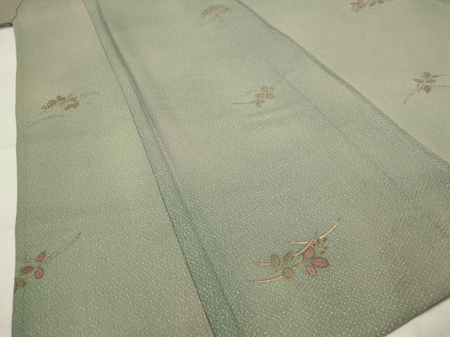 平和屋着物▽上質な小紋　単衣　芝草文　暈し染め　正絹　逸品　AABI0171st