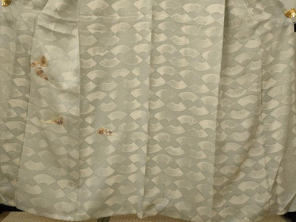 平和屋着物▽訪問着　単衣　駒刺繍　草花文　正絹　逸品　AABI0172st