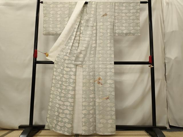 平和屋着物▽訪問着　単衣　駒刺繍　草花文　正絹　逸品　AABI0172st