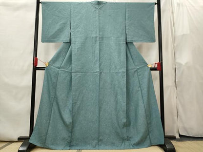 平和屋着物▽上質な色無地　単衣　石畳地紋　御召茶色　正絹　逸品　AABI0175st