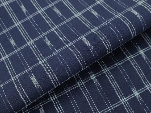 平和屋着物▽上質な紬　単衣　格子　正絹　逸品　AABI0178st