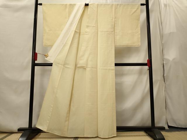 平和屋着物▽上質な色無地　単衣　菱松地紋　丁子色　正絹　逸品　AABI0180st