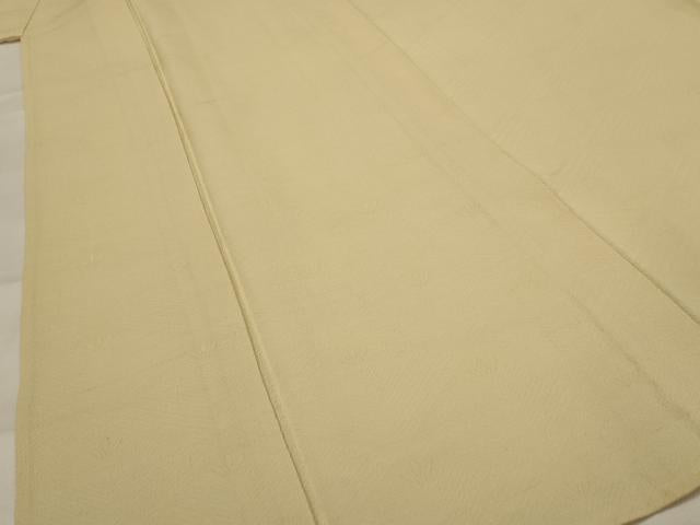 平和屋着物▽上質な色無地　単衣　菱松地紋　丁子色　正絹　逸品　AABI0180st