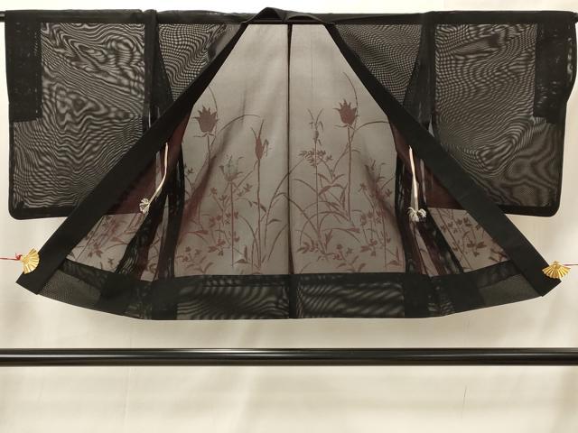 平和屋着物▽羽織　スリーシーズン　春夏秋　塵除け　草花紋紗　正絹　逸品　AABI0187st