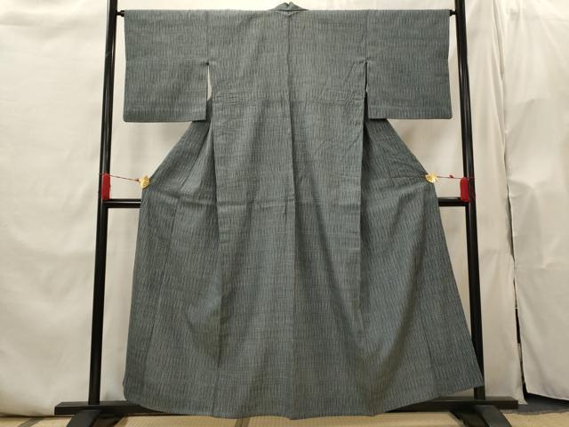 平和屋着物▽上質な紬　単衣　立涌文　正絹　逸品　AABI0188st