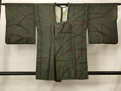 平和屋着物▽道行コート　スリーシーズン　春夏秋　塵除け　竹　銀彩　正絹　逸品　AABI0190st