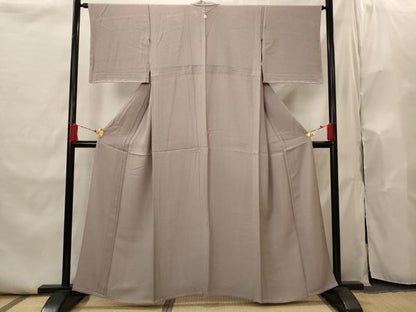 平和屋着物▽上質な色無地　単衣　紋意匠　梅鼠色　正絹　逸品　AABI0194st