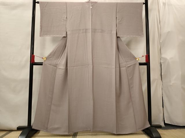 平和屋着物▽上質な色無地　単衣　紋意匠　梅鼠色　正絹　逸品　AABI0194st