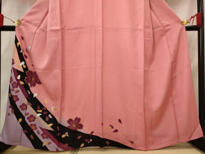 平和屋着物▽金彩友禅作家　金彩の魔術師　堀省平　金煌織　訪問着　単衣　舞桜文　金彩　正絹　逸品　AABI0200st