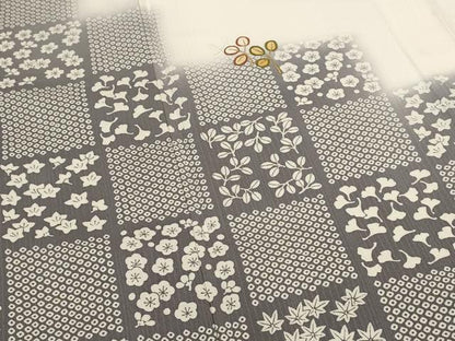 平和屋着物▽訪問着　単衣　刺繍　市松花文　金糸　正絹　逸品　AABI0201st