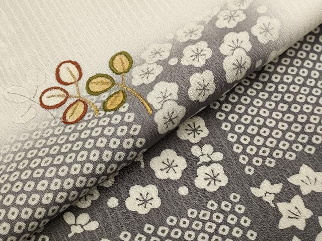 平和屋着物▽訪問着　単衣　刺繍　市松花文　金糸　正絹　逸品　AABI0201st
