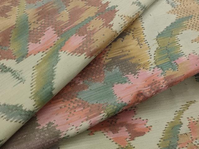 平和屋着物▽本場大島紬　単衣　草花尽くし　正絹　逸品　AABI0202st