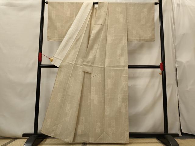 平和屋着物▽本塩沢　単衣　色紙花文　正絹　逸品　未使用　AABI0204st