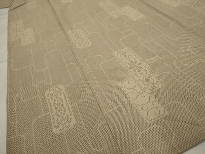平和屋着物▽本塩沢　単衣　色紙花文　正絹　逸品　未使用　AABI0204st