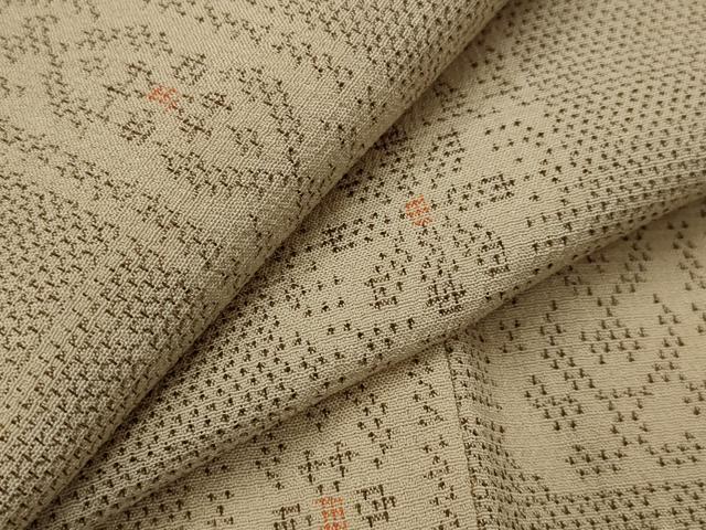 平和屋着物▽本塩沢　単衣　色紙花文　正絹　逸品　未使用　AABI0204st
