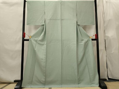 平和屋着物▽京加賀友禅　百貫達雄監修　色無地　単衣　千草色　正絹　逸品　AABI0206st