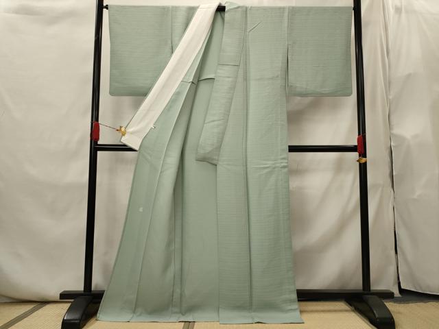平和屋着物▽京加賀友禅　百貫達雄監修　色無地　単衣　千草色　正絹　逸品　AABI0206st