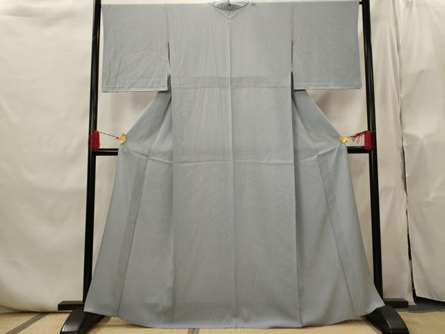 平和屋着物▽上質な小紋　単衣　縞　正絹　逸品　AABI0207st