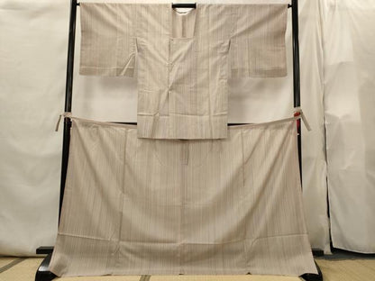 平和屋着物▽二部式　道行コート　スリーシーズン　春夏秋　塵除け　縞　正絹　逸品　AABI0211st