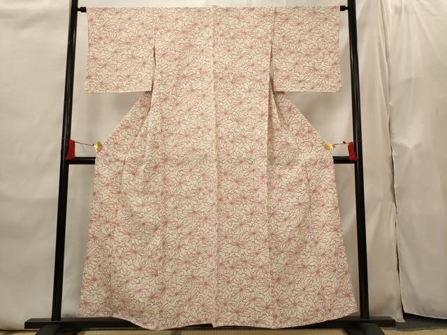 平和屋着物▽上質な小紋　単衣　花尽し　正絹　逸品　AABI0217st