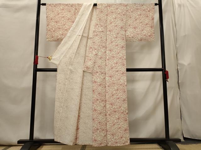 平和屋着物▽上質な小紋　単衣　花尽し　正絹　逸品　AABI0217st