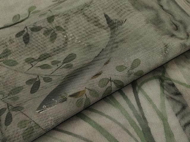 平和屋着物▽訪問着　無双　紗袷　紗×紗　手描き　魚　正絹　逸品　AABI0223st