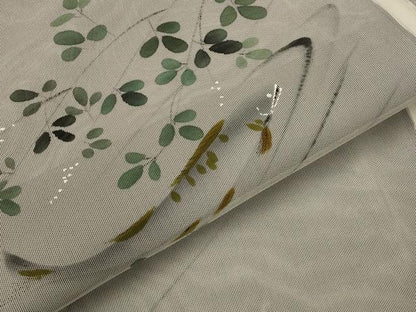 平和屋着物▽訪問着　無双　紗袷　紗×紗　手描き　魚　正絹　逸品　AABI0223st