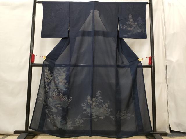平和屋着物▽訪問着　無双　紗袷　紗×紗　風景花文　正絹　逸品　AABI0224st