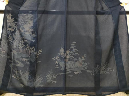 平和屋着物▽訪問着　無双　紗袷　紗×紗　風景花文　正絹　逸品　AABI0224st