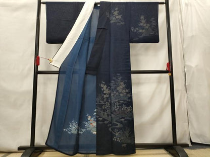 平和屋着物▽訪問着　無双　紗袷　紗×紗　風景花文　正絹　逸品　AABI0224st