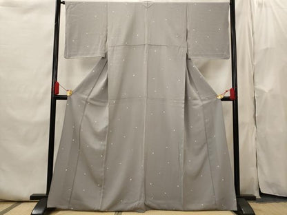 平和屋着物▽上質な小紋　単衣　霰　正絹　逸品　AABI0225st