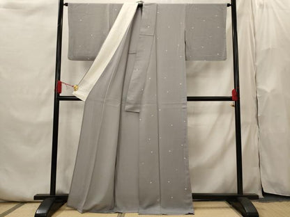 平和屋着物▽上質な小紋　単衣　霰　正絹　逸品　AABI0225st