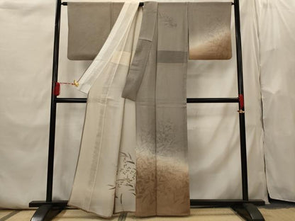 平和屋着物▽訪問着　無双　紗袷　紗×絽　草花文　暈し染め　正絹　逸品　AABI0226st