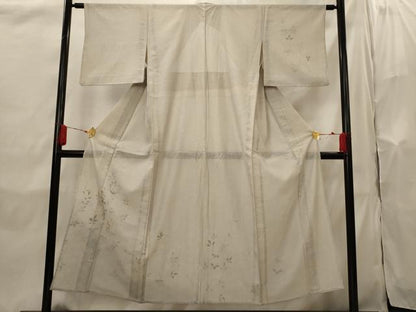 平和屋着物▽訪問着　無双　紗袷　紗×紗　枝葉文　正絹　逸品　AABI0228st