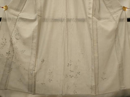 平和屋着物▽訪問着　無双　紗袷　紗×紗　枝葉文　正絹　逸品　AABI0228st