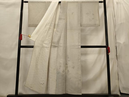 平和屋着物▽訪問着　無双　紗袷　紗×紗　枝葉文　正絹　逸品　AABI0228st