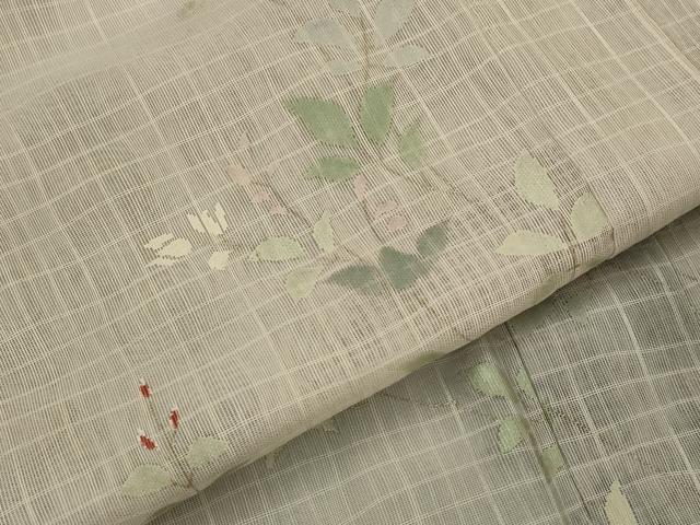 平和屋着物▽訪問着　無双　紗袷　紗×紗　枝葉文　正絹　逸品　AABI0228st