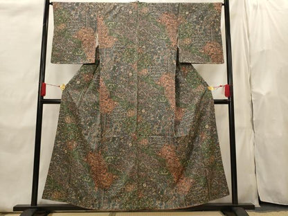 平和屋着物■上質な小紋　更紗花文　正絹　逸品　AABI0230st