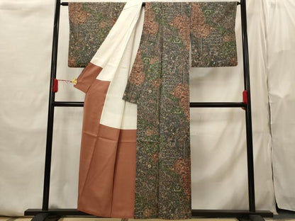 平和屋着物■上質な小紋　更紗花文　正絹　逸品　AABI0230st