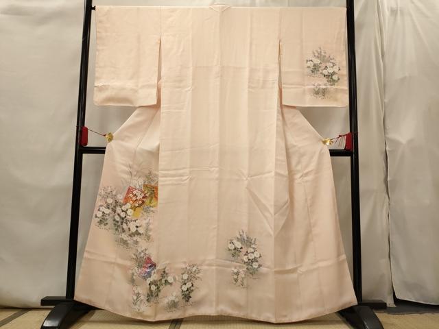 平和屋着物■訪問着　手描き　色紙飛鶴花文　暈し染め　金彩　正絹　逸品　AABI0231st