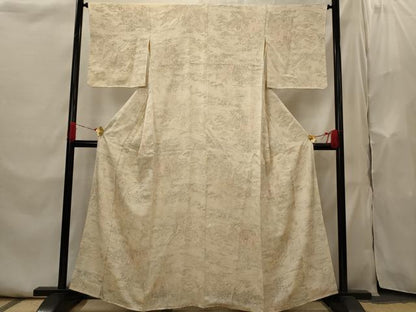 平和屋着物■上質な小紋　御所車花文　正絹　逸品　AABI0234st